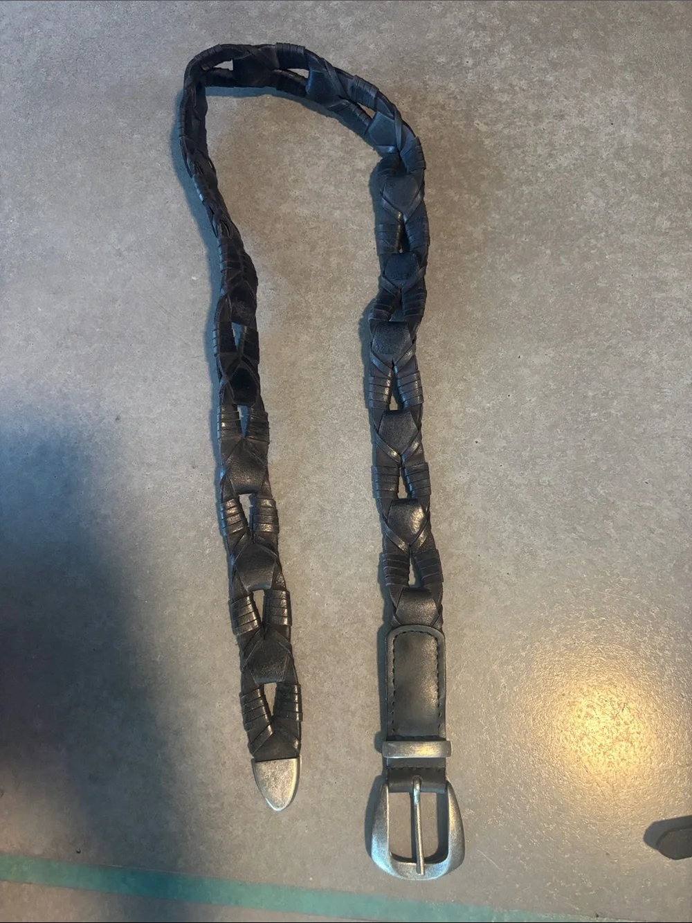 Woven Leather Belt - Black